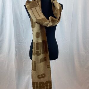 UGG Brown‎ Logo Scarf 100% Acrylic Rectangle 87” L 8”W